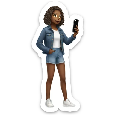 Girl taking a selfie full body sticker