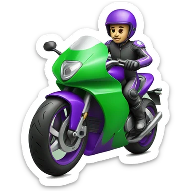 motorcycle-racer on green and purple motorcycle  sticker