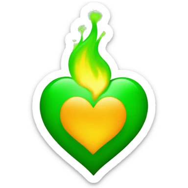 The green heart is on green fire sticker