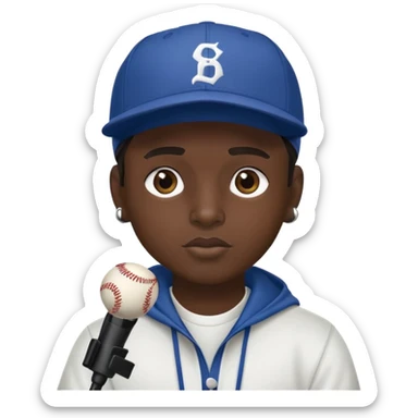 rapper with microphone and baseball cap sticker