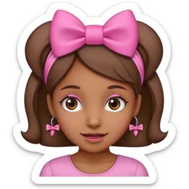 Brownskin girl with a pink bow in her head sticker
