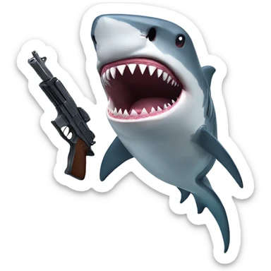Shark with a gun sticker