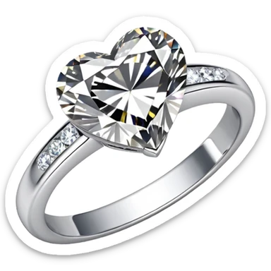 diamond heart engagement ring all silver sticker