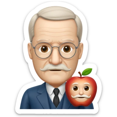 Sigmund Freud: create in exact Apple Memoji style using exact style: apple ios, 3D rendered, with exact words: я промолчу sticker