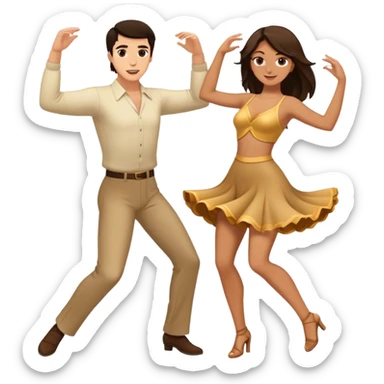 White Man with dark hair and white woman with brown hair dancing sticker