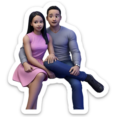 couple sitting on the couch sticker