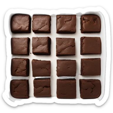 Cut brownies in a white baking dish sticker