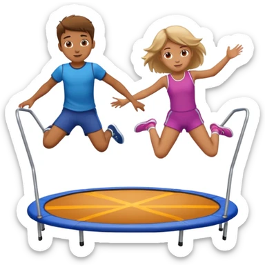 Trampoline with two people bouncing on it, one boy, one girl  sticker