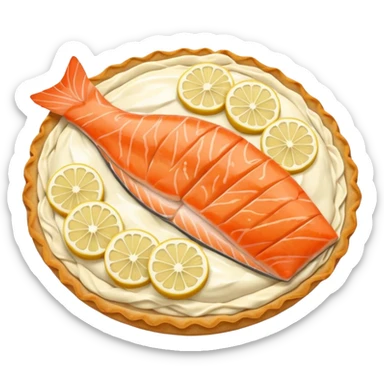 Karelian pasty with cream on top finnish with cream on top and salmon and lemon sticker