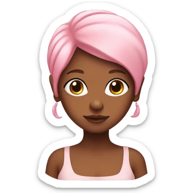 A brown skin lady with baby pink hair  sticker