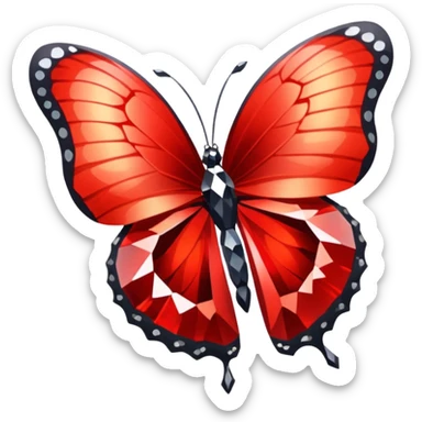 red 56-carat diamond shaped as butterfly sticker
