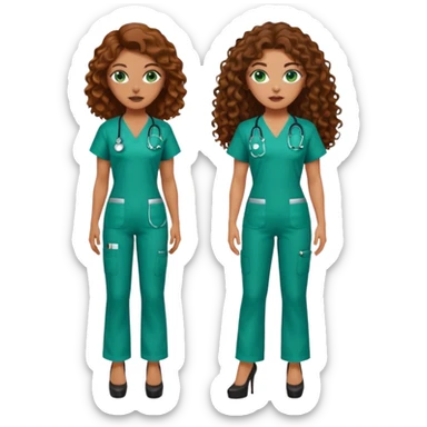 Sensual Spanish Lilith core evil surgeon. Surgeon has green eyes brown long curly hair with 7 inch platform heels.she is a  Surgeon that works for the cartel sticker