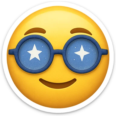 yellow face with blue wizard glasses emoji, digital illustration sticker