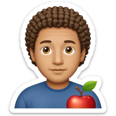 Hispanic dad with short curly hair, apple emoji style sticker