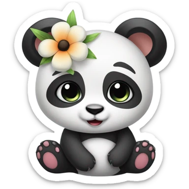 Cute female Panda wearing a tutu and a flower above 1 ear  sticker