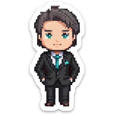 simple chibi businessman in suit sticker