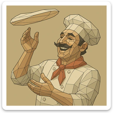 smiling Italian chef spinning pizza dough sticker