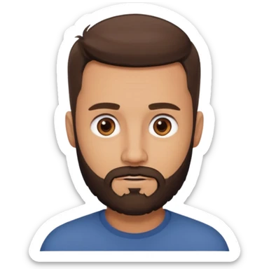 man, short hair, brown eyes, full beard, interested in what he sees sticker