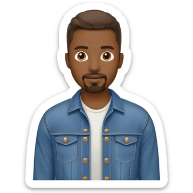 Dark-skinned guy with a goatee, wearing denim, standing like a supermodel sticker