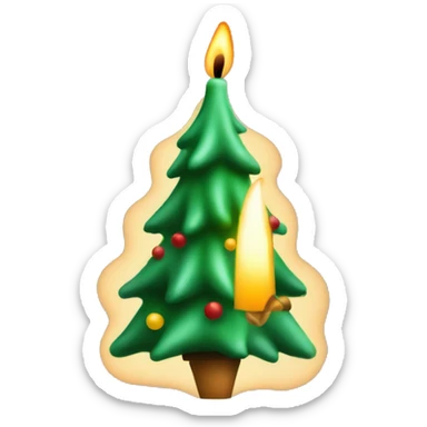 A candle that looks like a Christmas tree and the top of the candle is the spark of flame  sticker