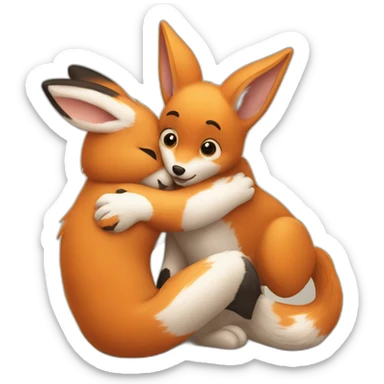 Rabit hug a Fox  sticker