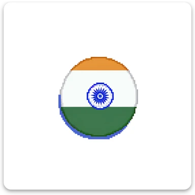 India flag with three horizontal bands - saffron at top, white in middle with blue wheel, and green at bottom sticker
