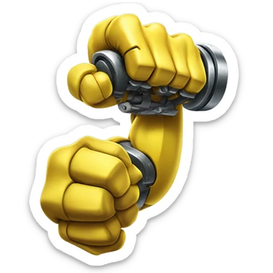 Flexing yellow mechanical cyborg bicep and arm sticker
