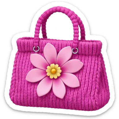 knitted bag pink flower sticker