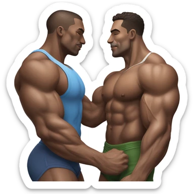 Two male bodybuilders kissing  sticker