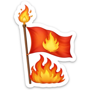 red flag on fire sticker