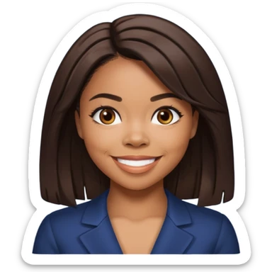 Regina Hall with dark brown hair sticker