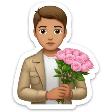 The bad boy is holding a bouquet of pink jasmine roses sticker
