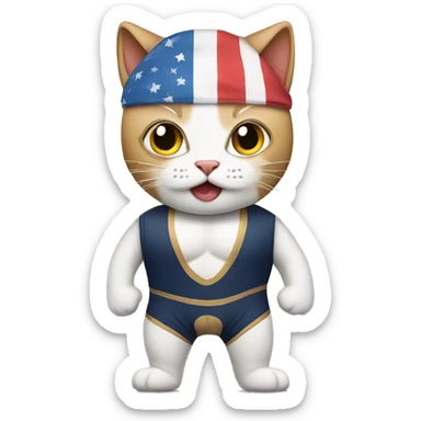 cat dressed as a professional wrestler sticker