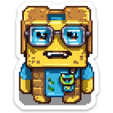 sponge with buck teeth and glasses wearing a Minecraft shirt sticker