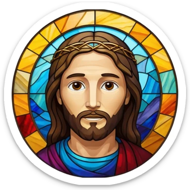 iPhone screen with Jesus in stained glass art style as the display image sticker
