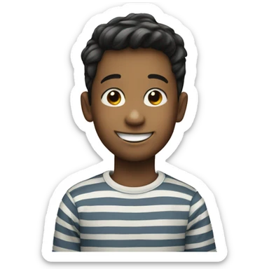 smiling boy in striped shirt sticker