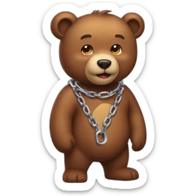 bear wearing a chain 3/4 view sticker