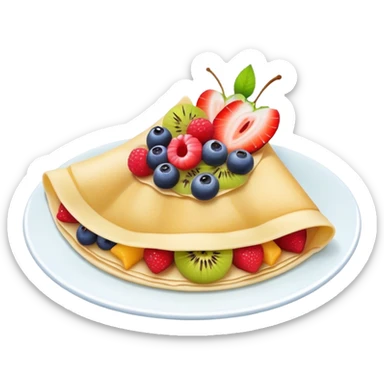 Crepe with fruit toppings in emoji style sticker