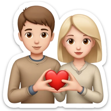 Boy give girl hea sticker