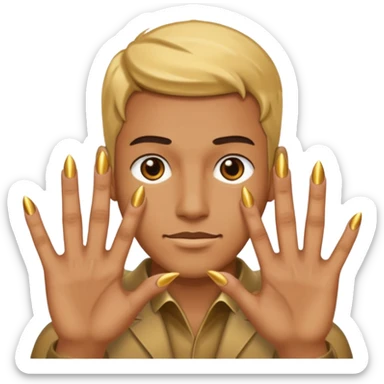 Tan skin hand with short mens gold nails sticker