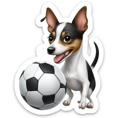 Rat terrier playing soccer sticker