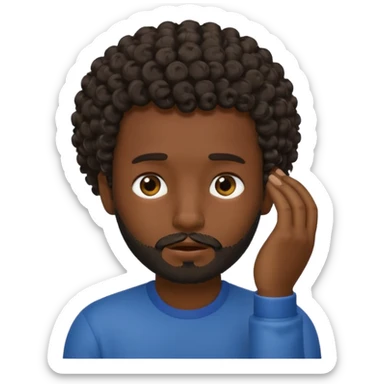 face palm man, dark skin , short hair curly , facial  small beard sticker