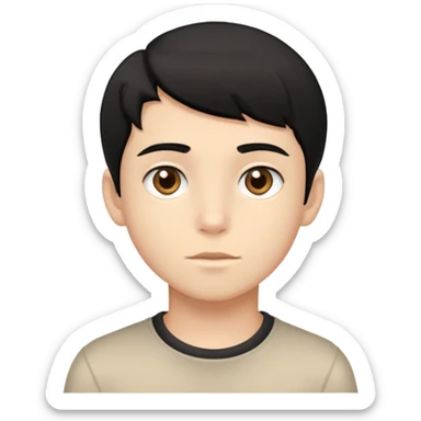 Beige tan young boy with black hair and light brown eyes sticker