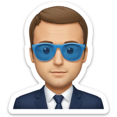 Emmanuel macron with blue sunglasses sticker