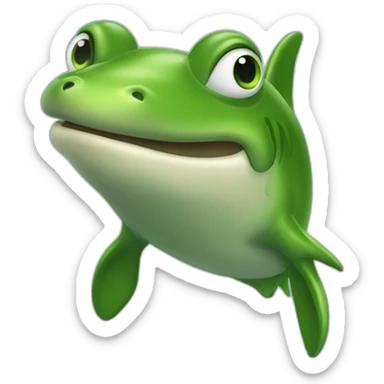 Une grenouille  sûre un dophin sticker