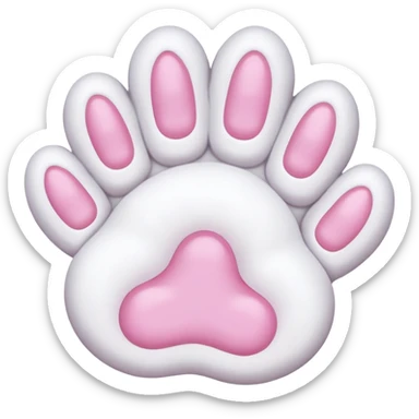 Furry white Cat paw with six toes sticker