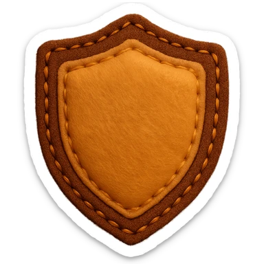 <StylePrompt>
  <Name>Felt Appliqué Plush Style</Name>
  <Description>A soft, handcrafted look inspired by plush felt fabric with visible stitching and a padded 3D texture, rendered on a solid black background.</Description>
  <VisualProperties>
    <Material>Felt</Material>
    <Texture>Soft, fuzzy, with slight fiber detail</Texture>
    <Stitching>
      <Type>Thick thread</Type>
      <Color>Orange or slightly darker tone than fabric</Color>
      <Pattern>Uniform running stitch along outer edge</Pattern>
    </Stitching>
    <Padding>High, plush-like 3D depth</Padding>
    <Edges>Rounded corners</Edges>
    <ColorPalette>
      <Primary>Warm yellow/orange tones</Primary>
      <Accent>Brown or dark orange for facial features and outline</Accent>
      <Background>Black</Background>
    </ColorPalette>
  </VisualProperties>
  <Rendering>
    <Lighting>Soft, even studio lighting</Lighting>
    <Shadows>Subtle drop shadows for depth</Shadows>
    <Perspective>Flat front-facing, symmetrical if applicable</Perspective>
  </Rendering>
  <Applicability>
    <SubjectType>Any object, animal, or letterform</SubjectType>
    <OutputFormat>Icon, emoji, patch-style graphic</OutputFormat>
  </Applicability>
</StylePrompt>

{subject} = shield sticker