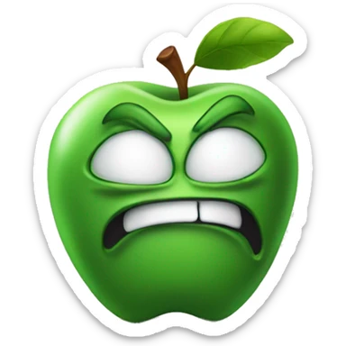 Can you generate an image of a angry apple  sticker
