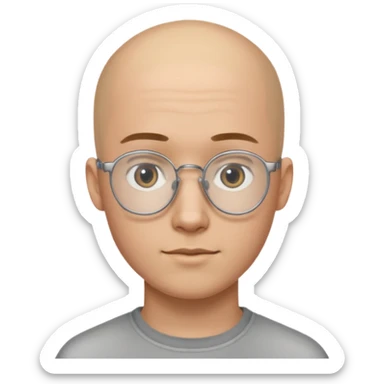 он лысый должен быть очень молодой парень лет 18 , очень тонкие очки, а так же борода нужно прямо еще моложе

 sticker