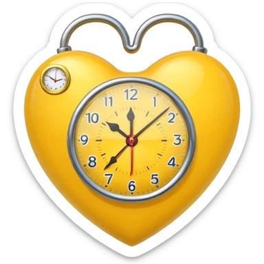 yellow heart with a clock sticker